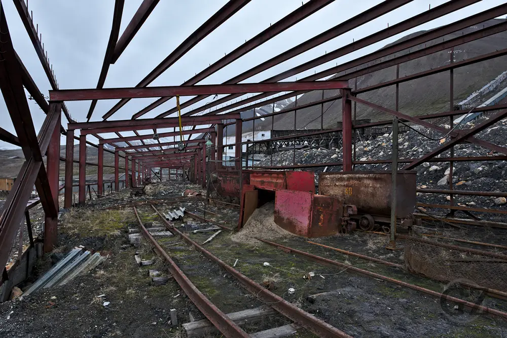 trains abandonnés de Pyramiden, Svalbard