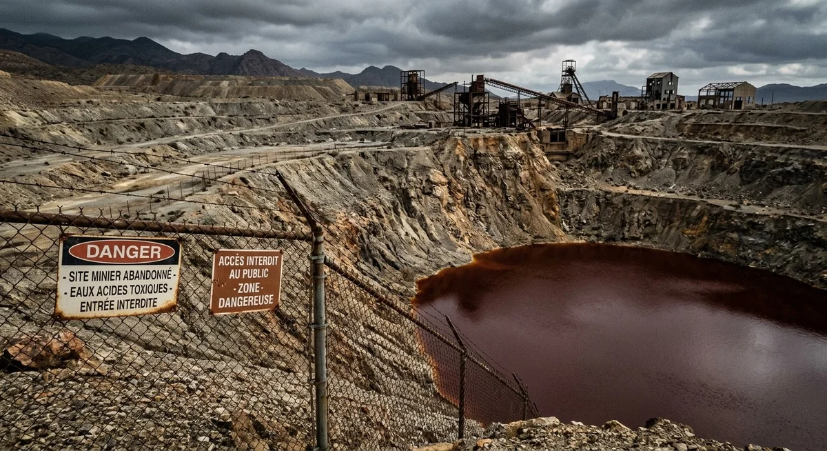 Berkley Pit ancienne mine de cuivre remplie d'eau toxique rouge-brune aux États-Unis