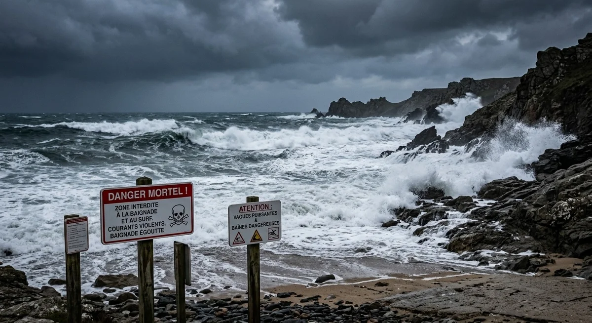 Vagues puissantes et courants sous-marins sur une plage dangereuse d'Hawaii