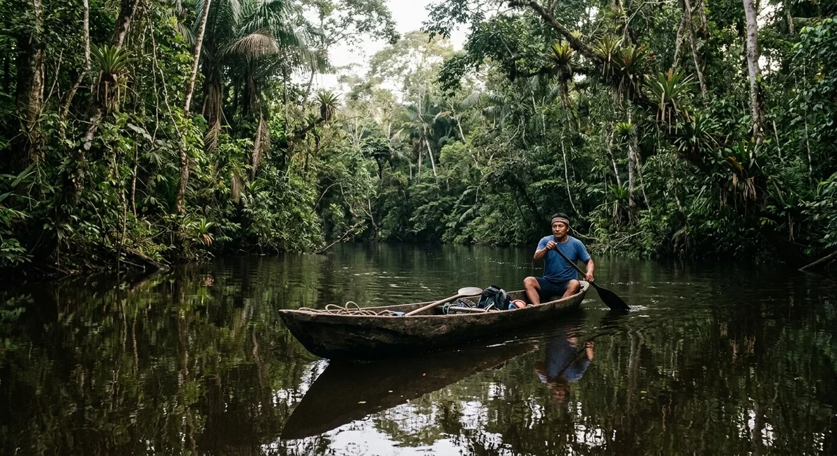 Pirogue sur les rivières de la réserve amazonienne de Cuyabeno en Équateur