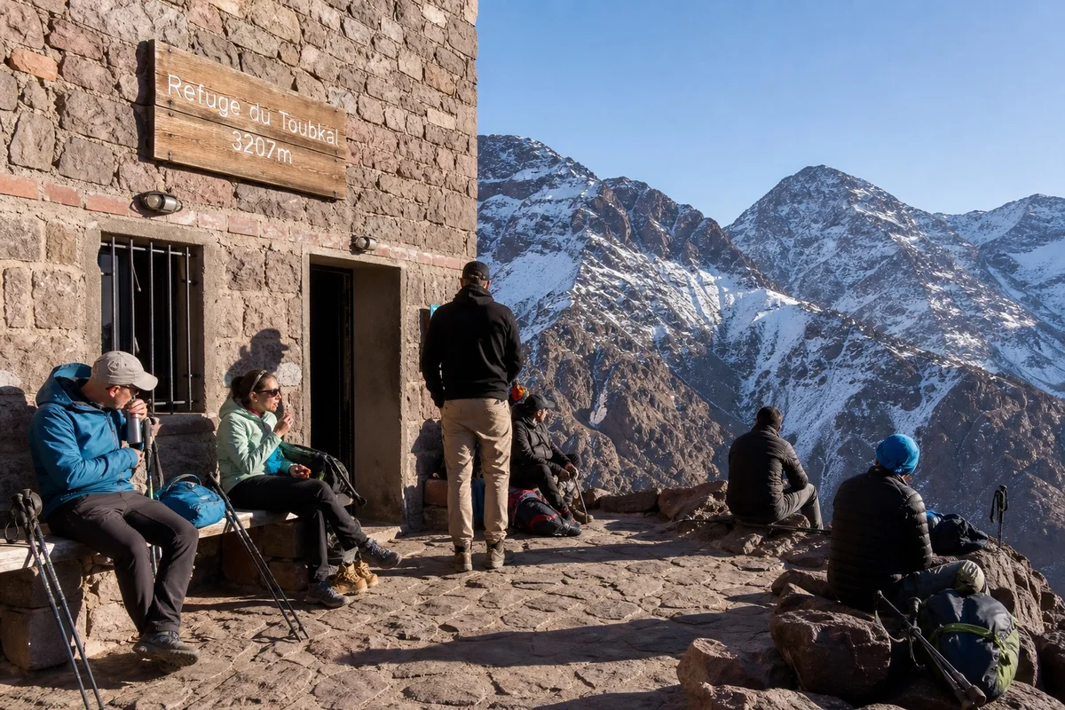 Refuge Neltner à 3 207 mètres d'altitude où dorment les randonneurs avant l'ascension finale du Toubkal